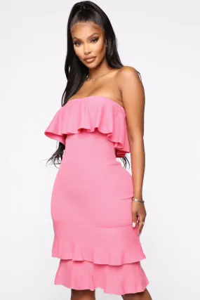 Bend It And Snap It Tube Midi Dress - Pink