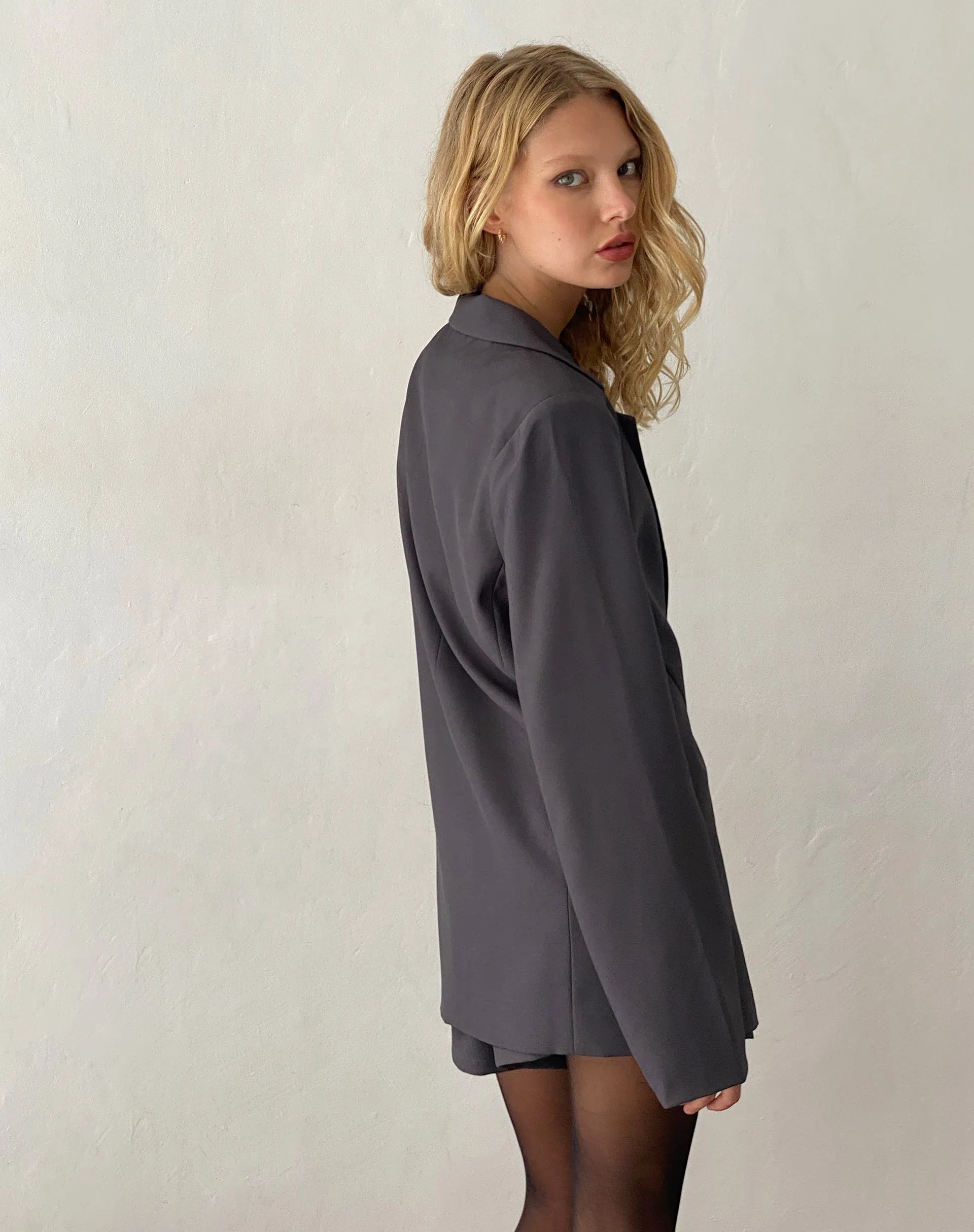 Besta Single Button Blazer in Dark Charcoal