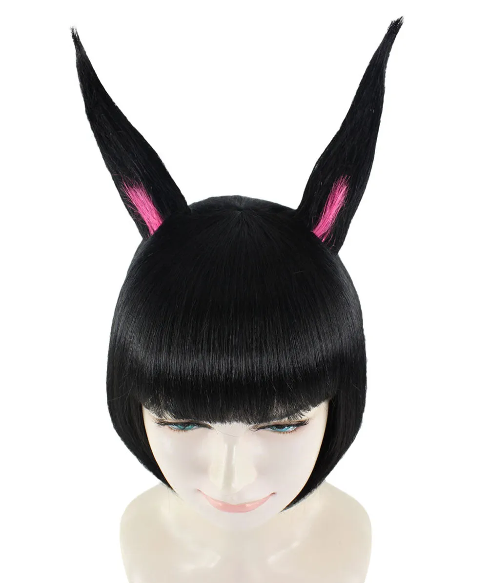 Black Bunny Womens Wig | Easter Cosplay Halloween Wig | Premium Breathable Capless Cap