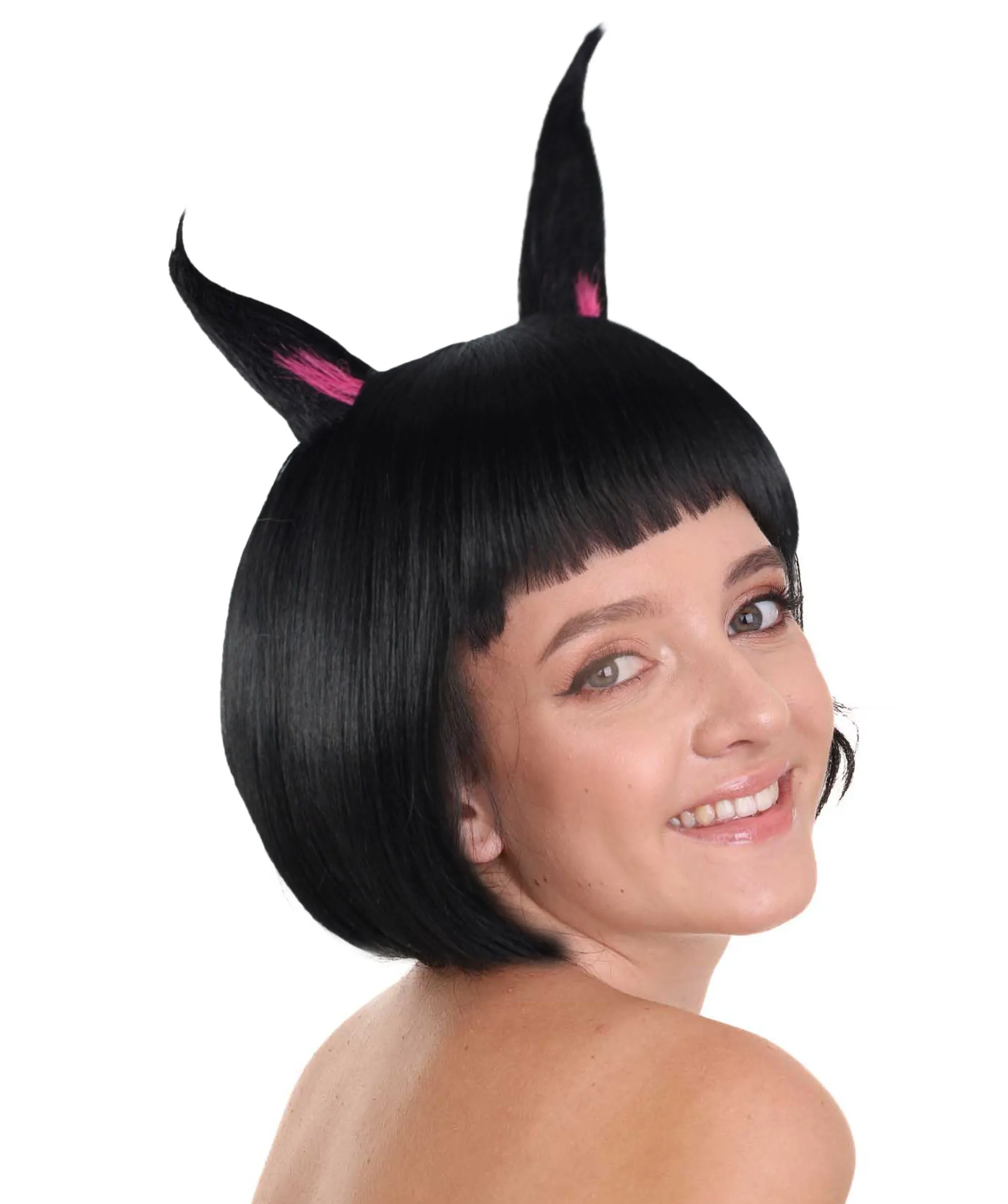 Black Bunny Womens Wig | Easter Cosplay Halloween Wig | Premium Breathable Capless Cap