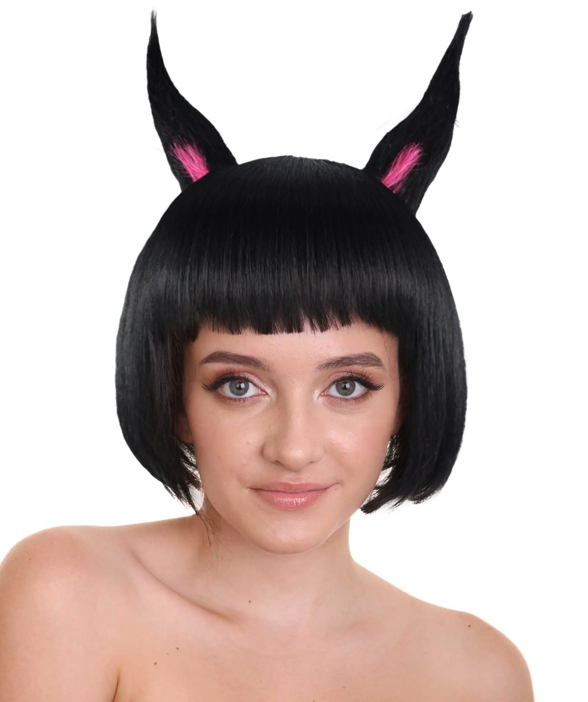 Black Bunny Womens Wig | Easter Cosplay Halloween Wig | Premium Breathable Capless Cap