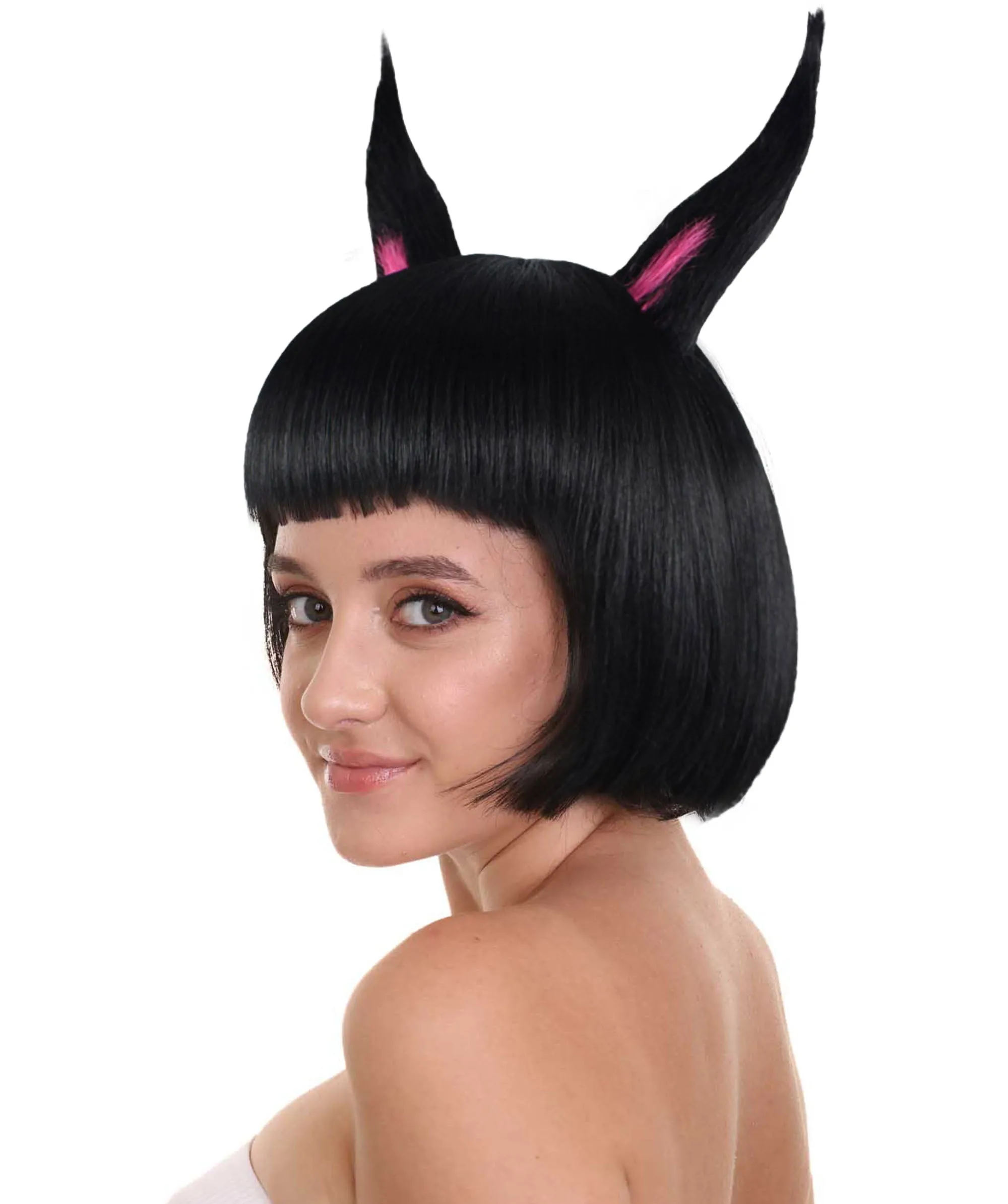 Black Bunny Womens Wig | Easter Cosplay Halloween Wig | Premium Breathable Capless Cap