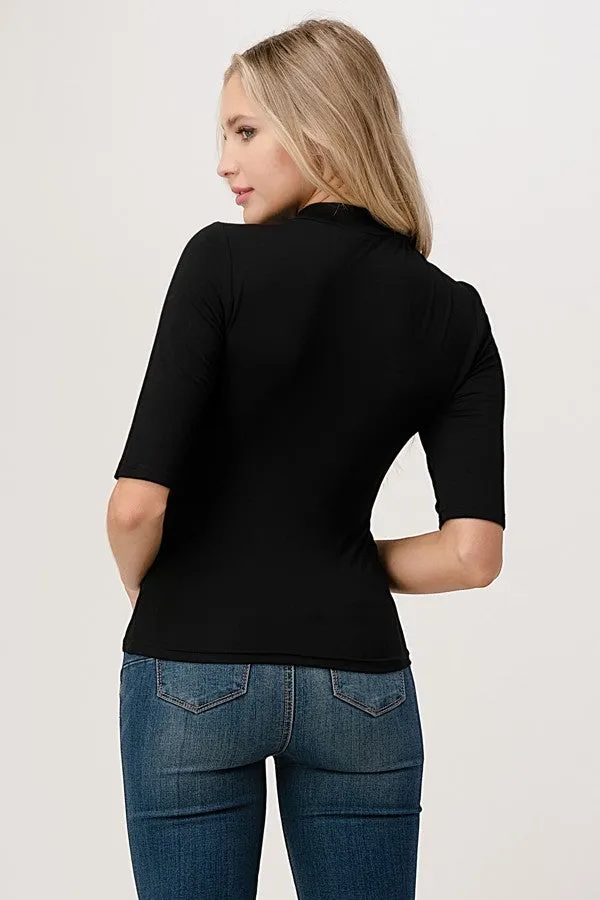 Black Open Twist Front Top