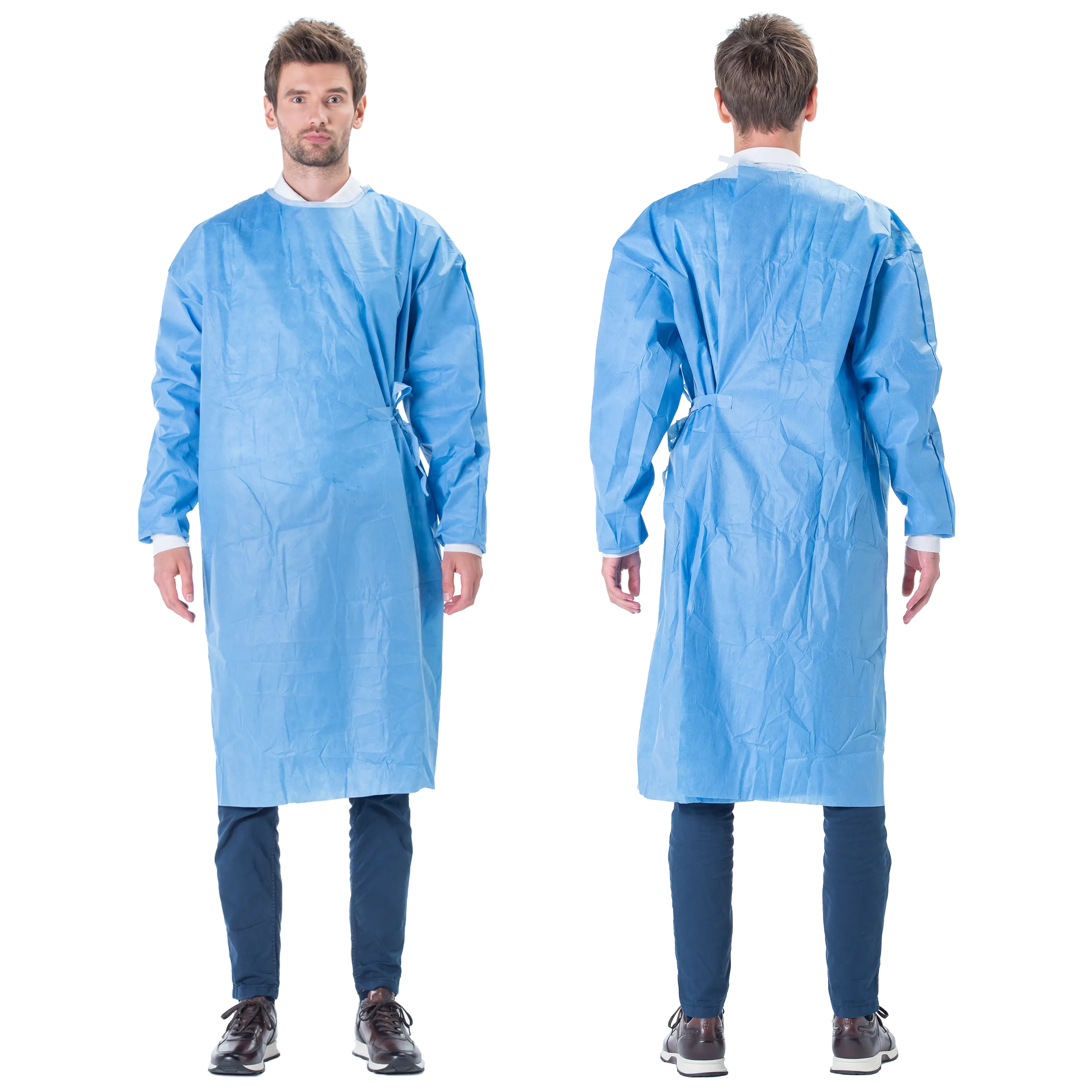 Blickman Chemotherapy Gown Gown Chemo St Poly Coat Smssz Reg Blu 50/Bx (Call)