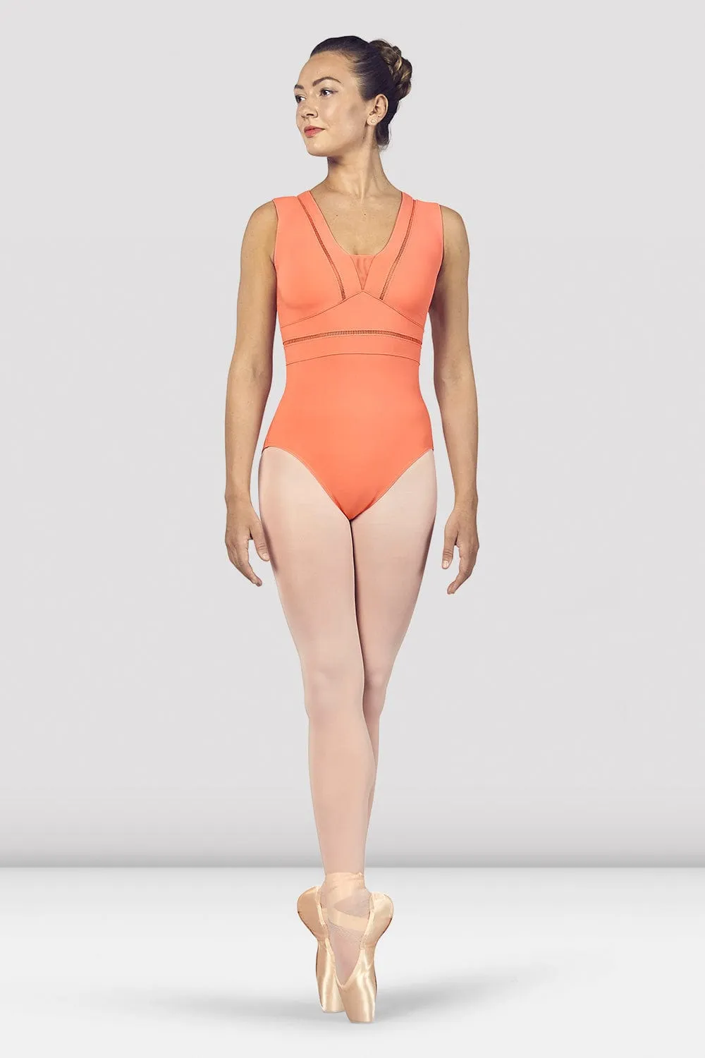 Bloch L4912 Zahra V Neckline Mesh Back Tank Leotard (Adult)