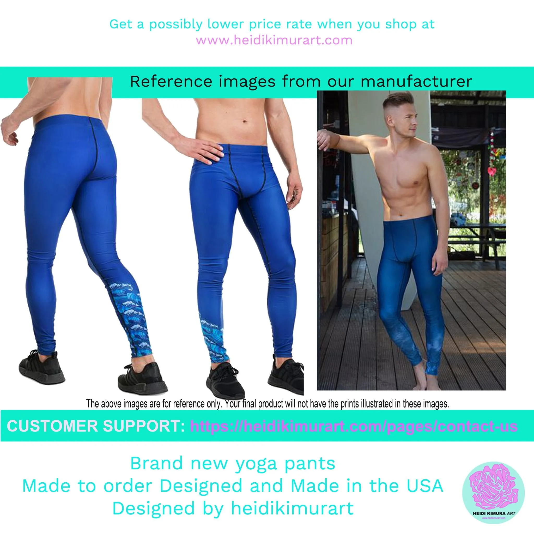 Blue Christmas Candy Men's Leggings, Blue and Red Colorful Christmas Candy Cane Style Gym Tights For Men - Made in USA/EU/MX