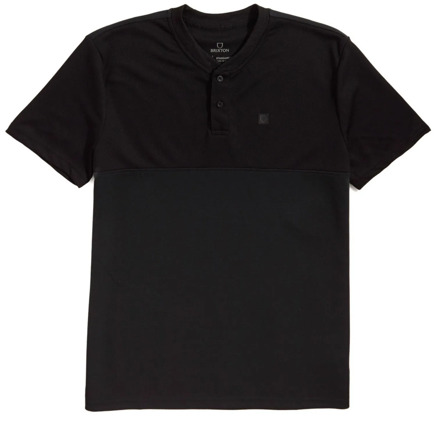 BRIXTON BETA SQUARE X S/S HENLEY KNIT - BLACK