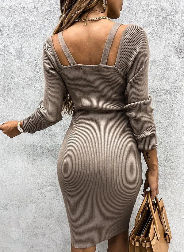 Broadway Ribbed Knit Midi Dress - Mocha - FINAL SALE