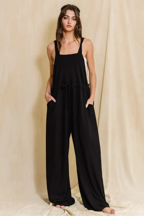 BucketList O-ring & Strap Wide Leg Jumpsuit in Black