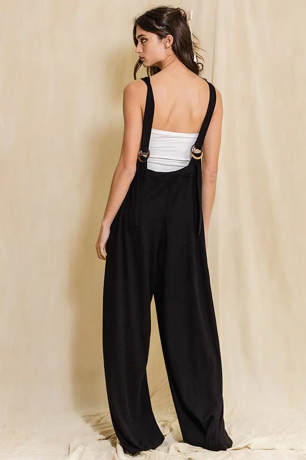 BucketList O-ring & Strap Wide Leg Jumpsuit in Black