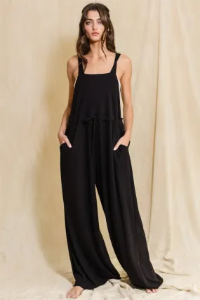 BucketList O-ring & Strap Wide Leg Jumpsuit in Black