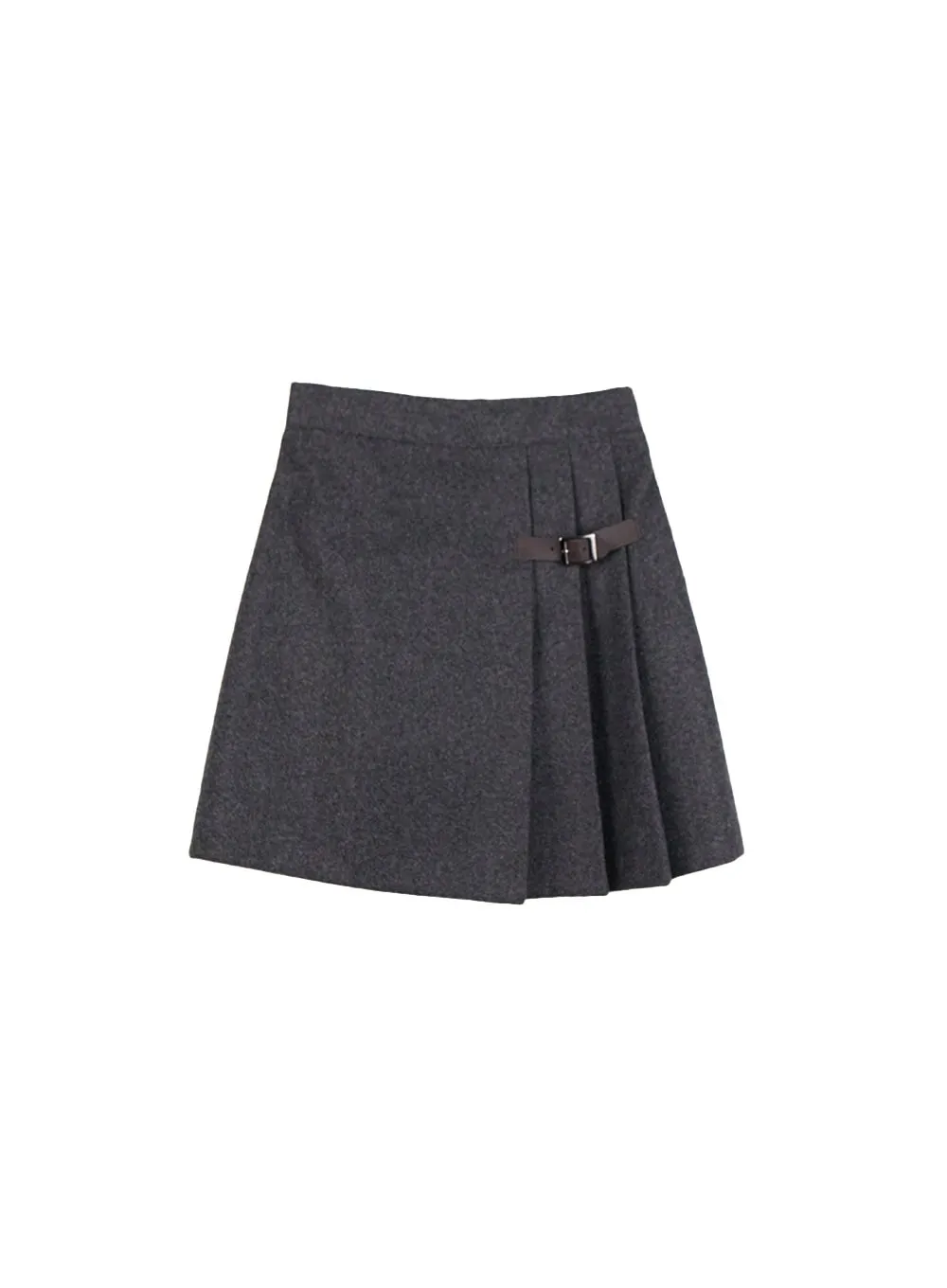 Buckle Detail Pleated Mini Skirt ID402