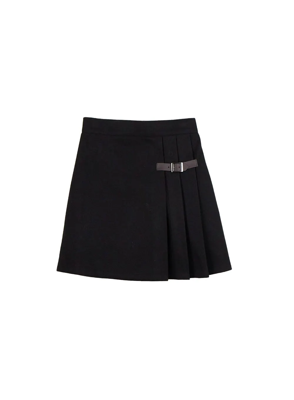 Buckle Detail Pleated Mini Skirt ID402