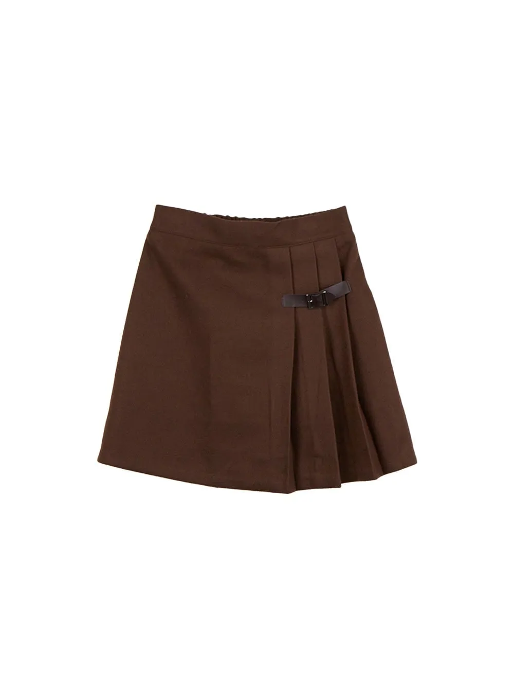 Buckle Detail Pleated Mini Skirt ID402