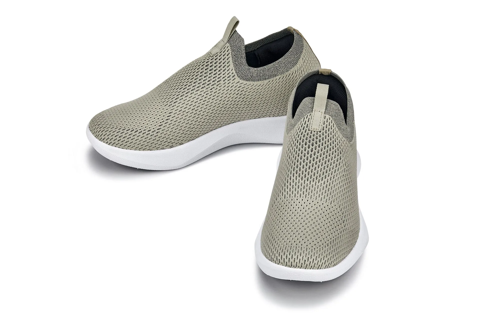 CALTO - Q072 - 2.4 Inches Taller (Khaki Ecru) - Lightweight Slip On Sneakers