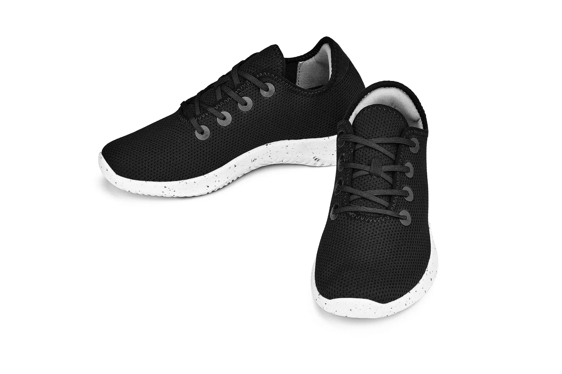 CALTO - Q401 - 2.4 Inches Taller (Black/White & Speckle Sole) - Ultra Lightweight Knitted Sneakers