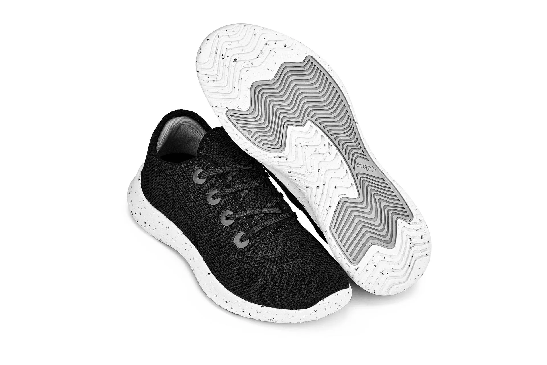 CALTO - Q401 - 2.4 Inches Taller (Black/White & Speckle Sole) - Ultra Lightweight Knitted Sneakers