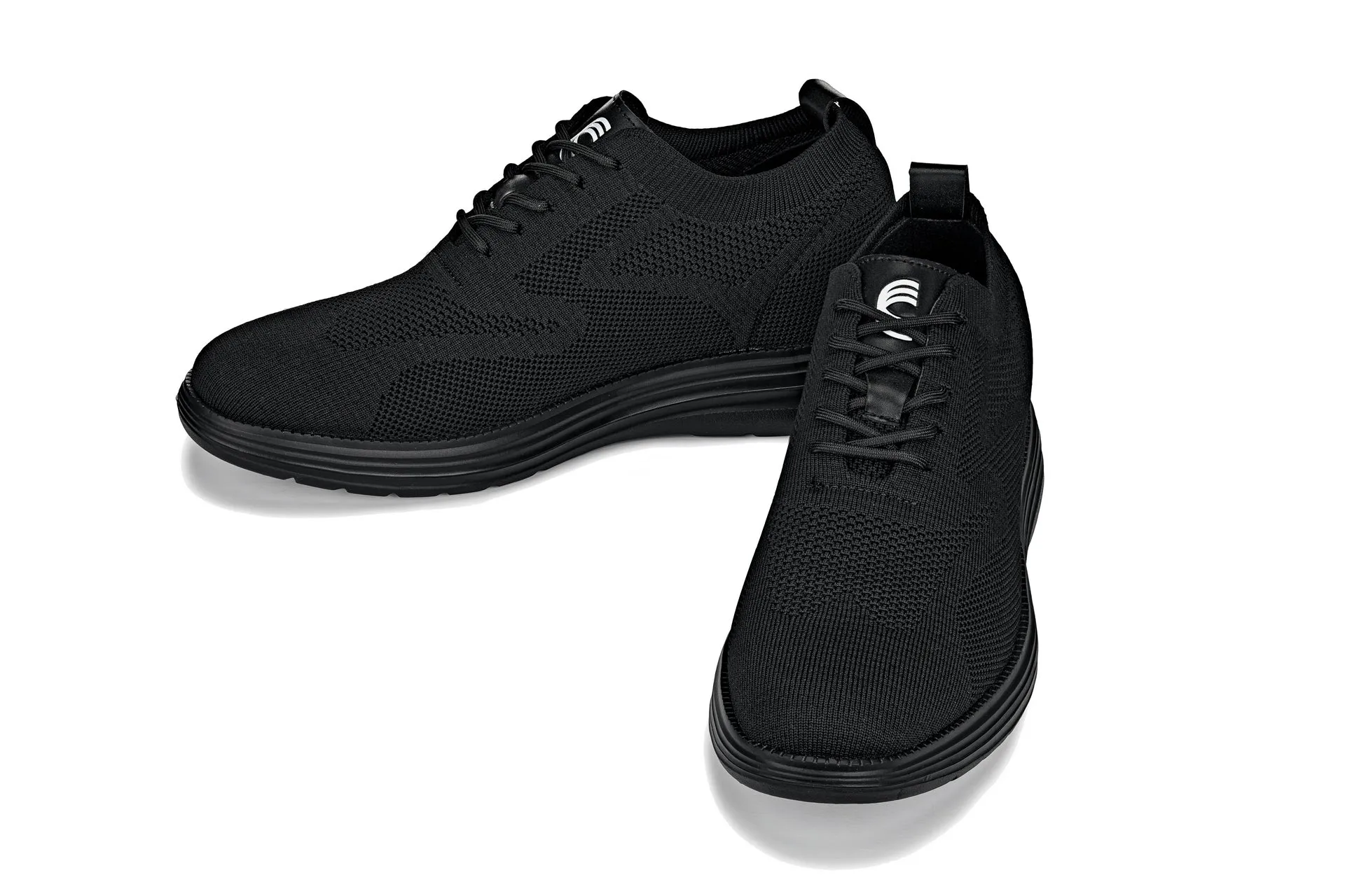 CALTO - X2631 - 2.8 Inches Taller (Black/Black Sole) - Lace Up Casual Walker - Lightweight