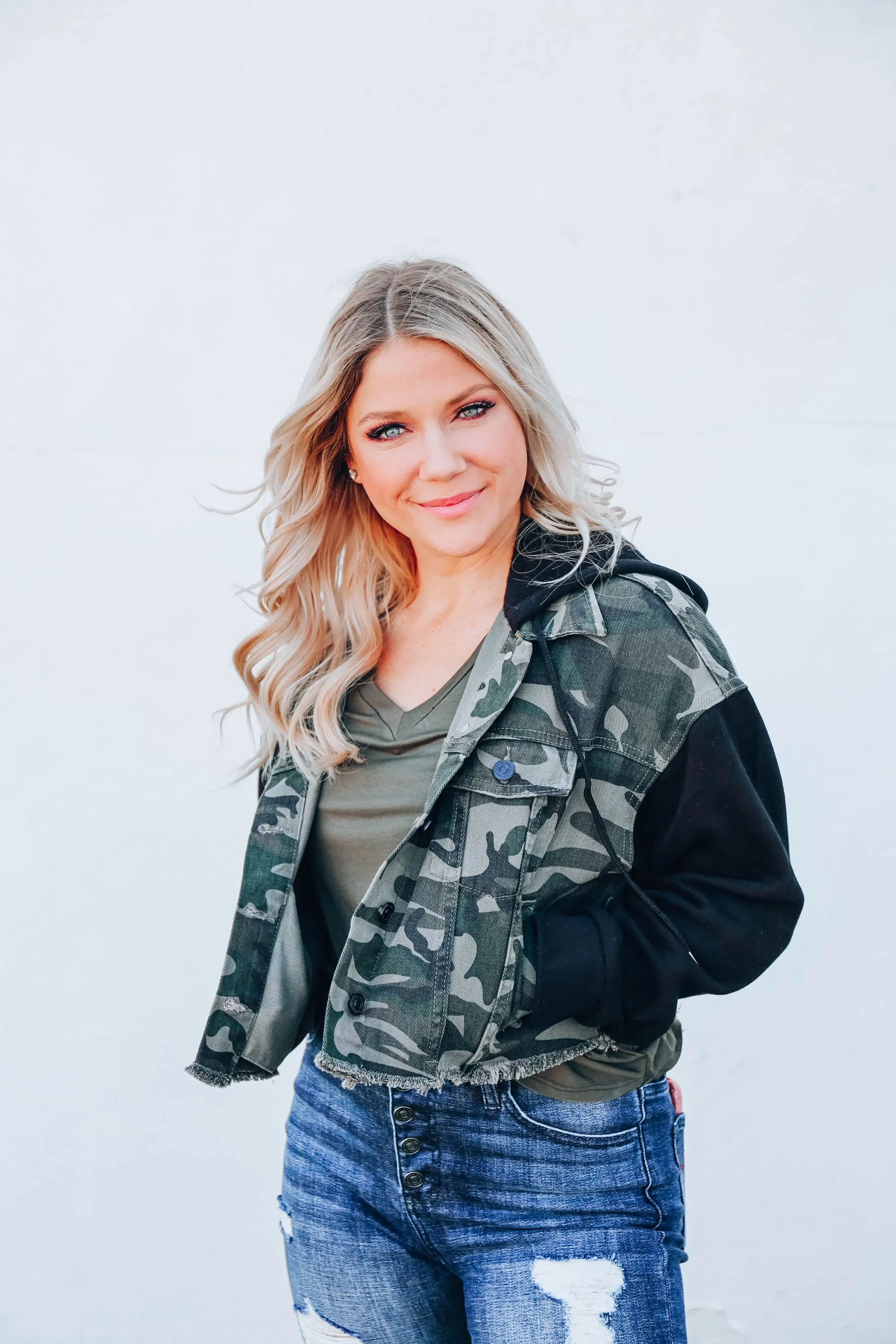 Camila Camo Crop Jacket