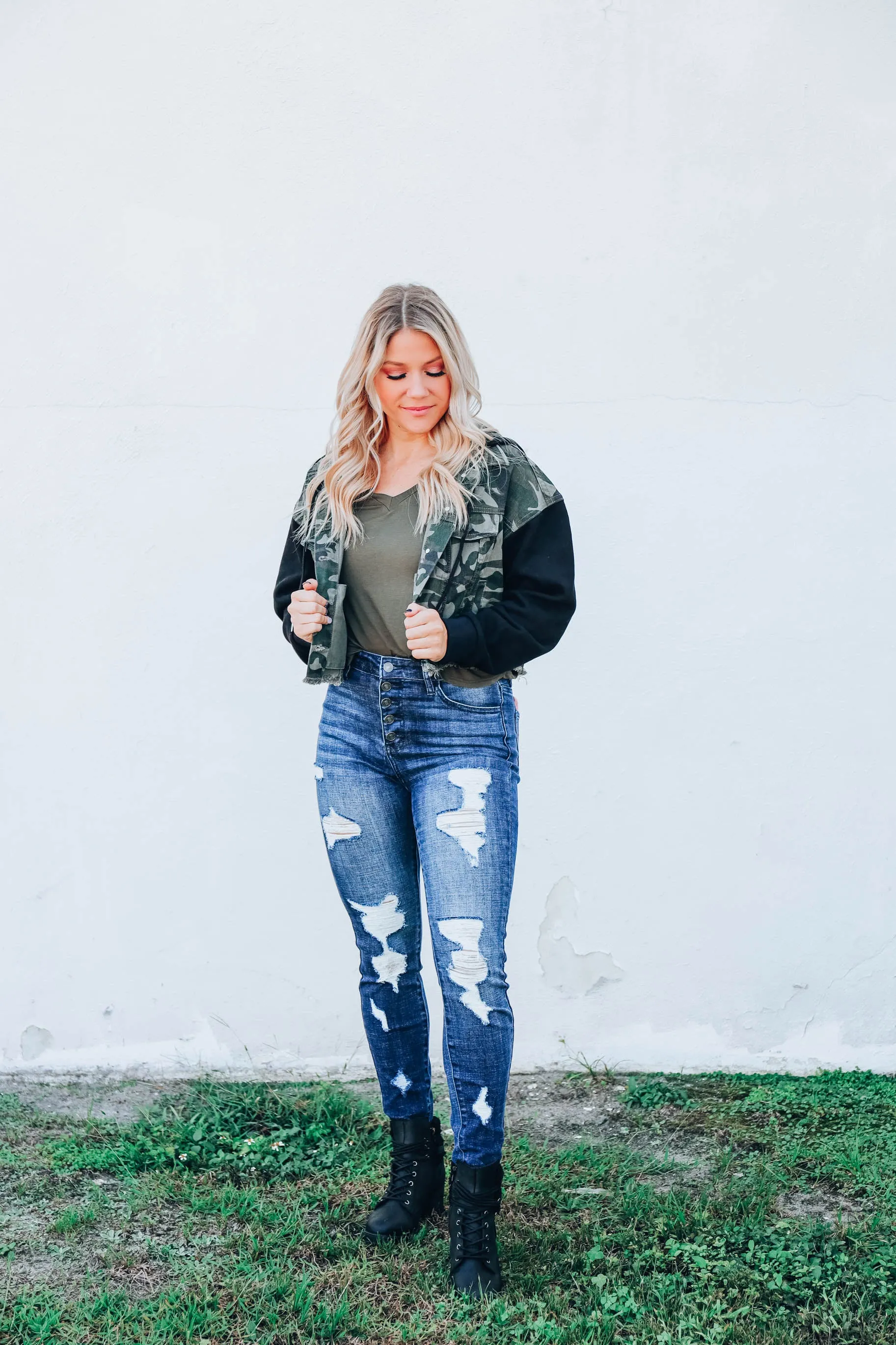 Camila Camo Crop Jacket