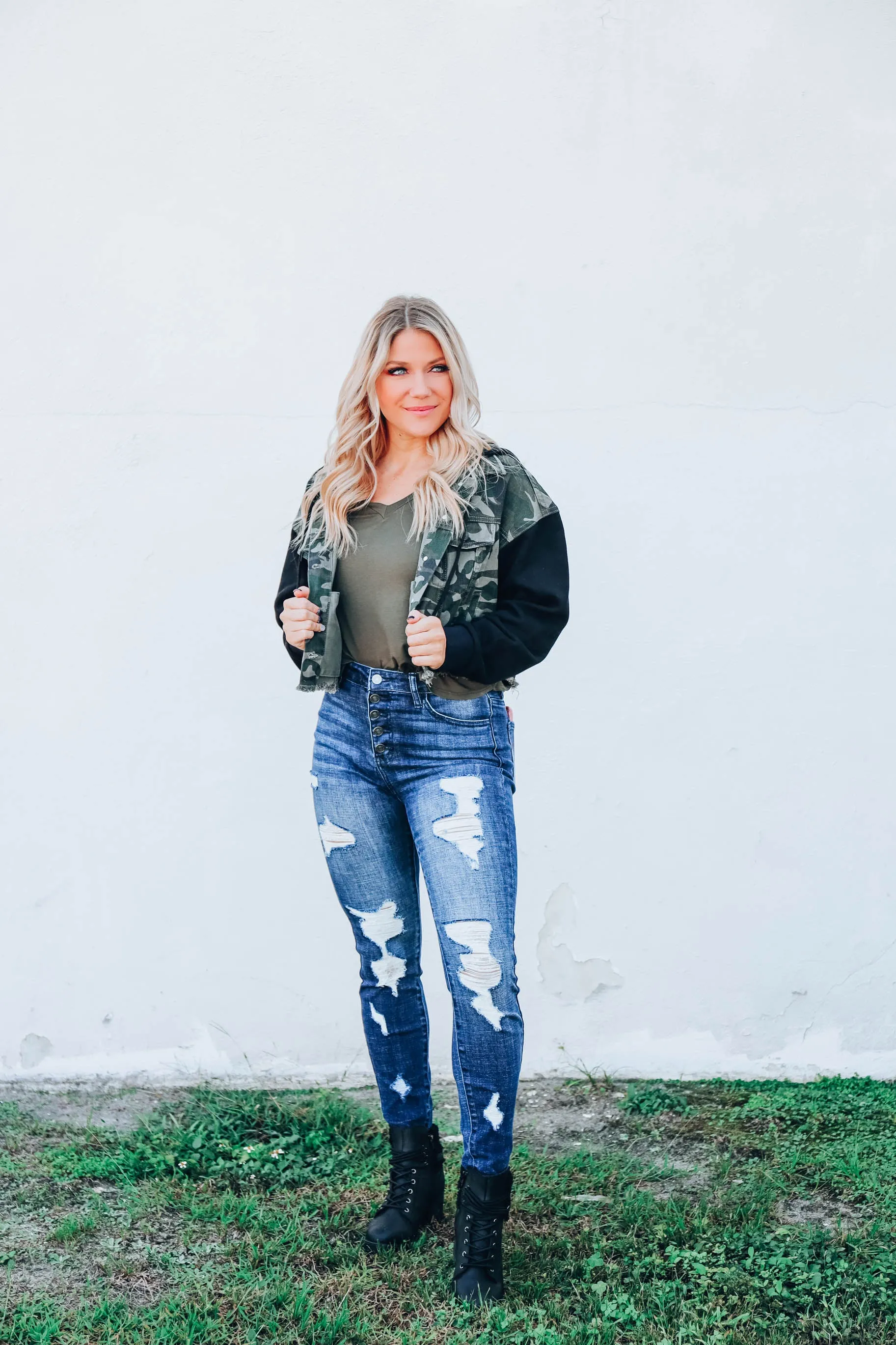 Camila Camo Crop Jacket