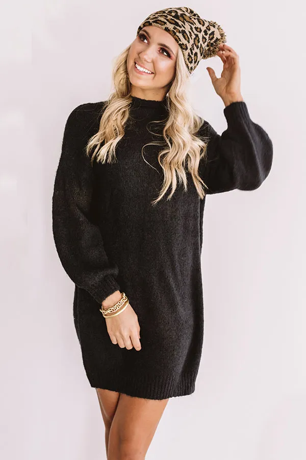 Cheers For Cozy Sweater Dress In Black