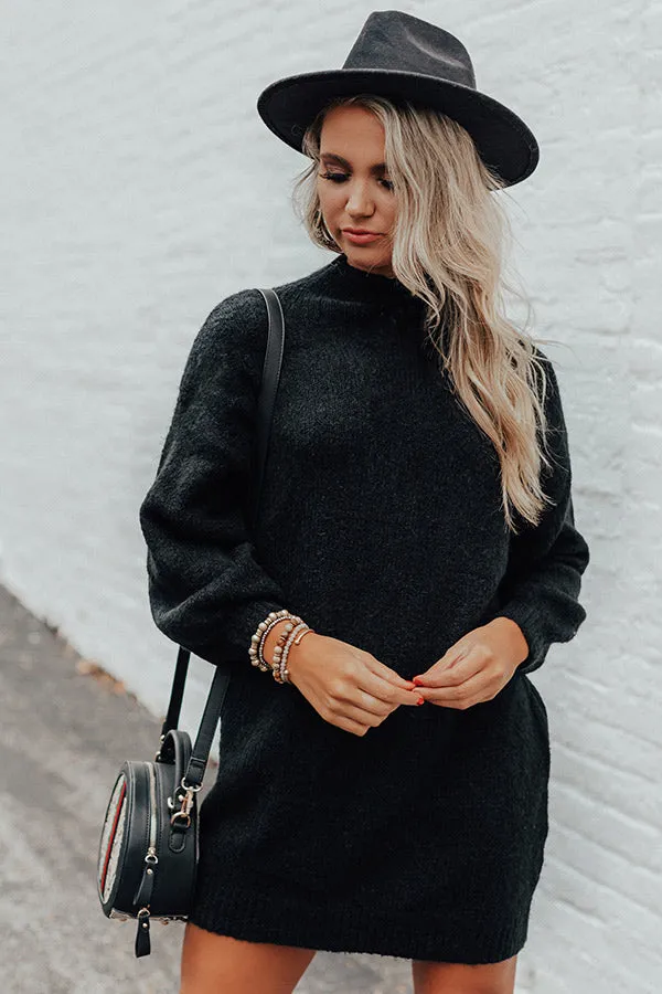 Cheers For Cozy Sweater Dress In Black