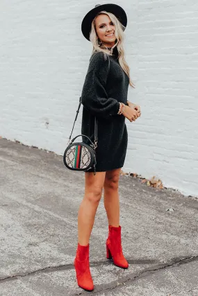 Cheers For Cozy Sweater Dress In Black