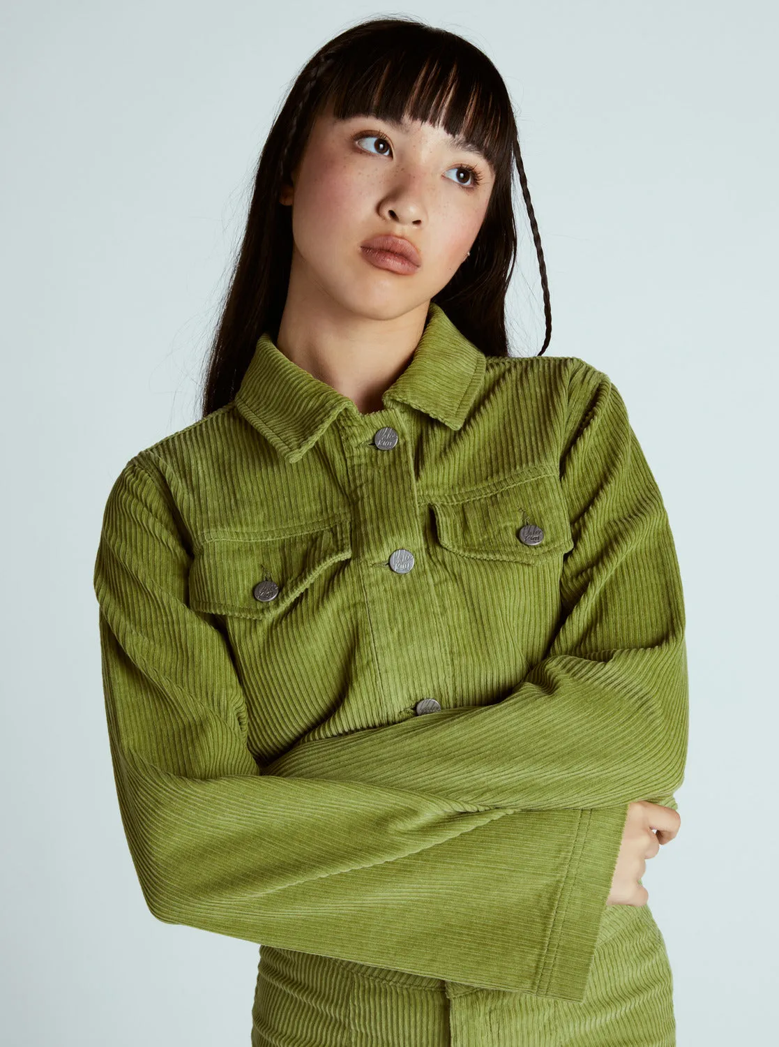 Chloe Kim Cropped Corduroy Jacket - Iguana