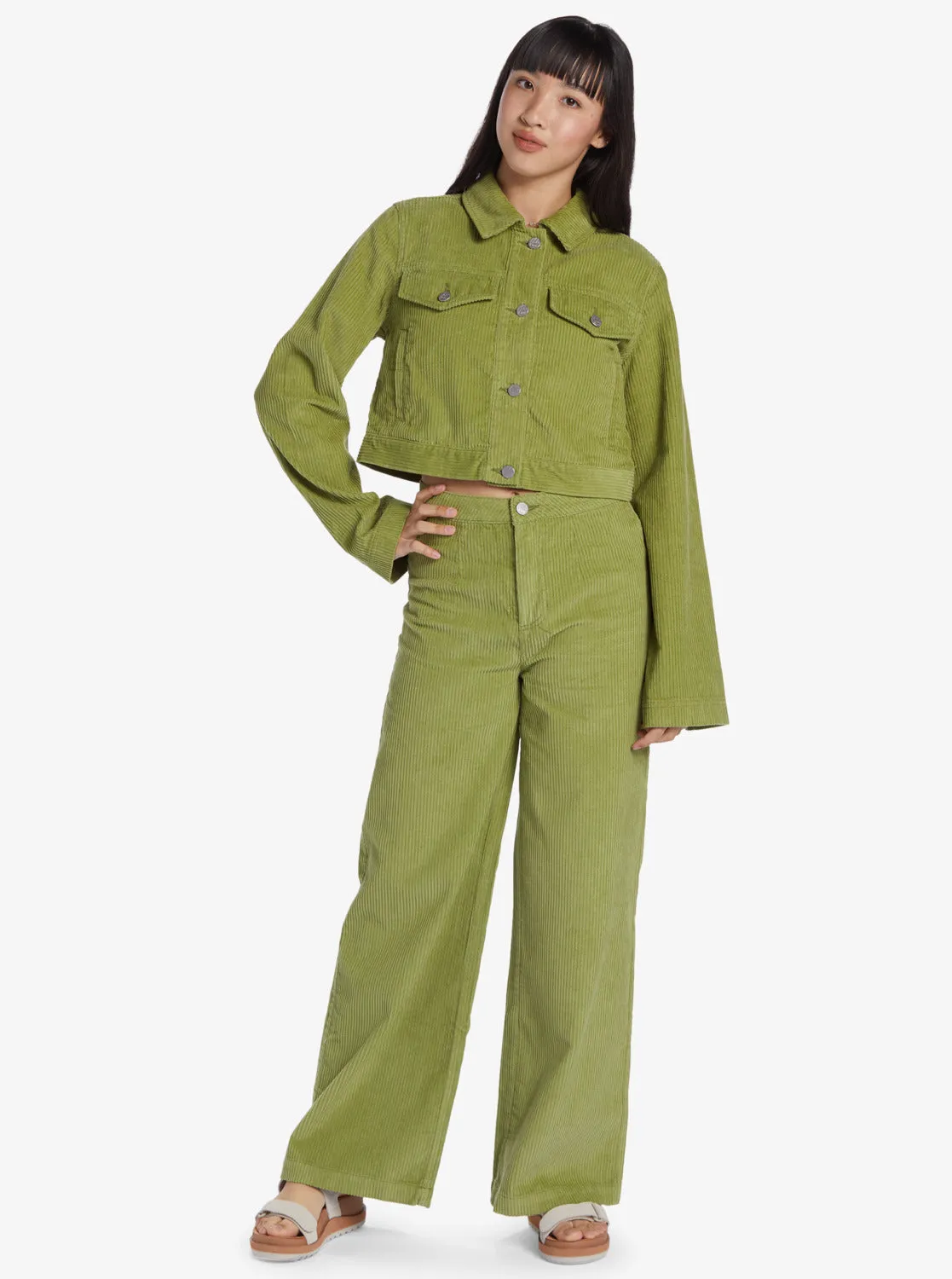 Chloe Kim Cropped Corduroy Jacket - Iguana