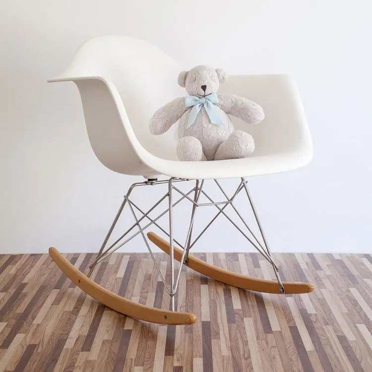 Classic Light Blue Cable Knit Plush Teddy Bear