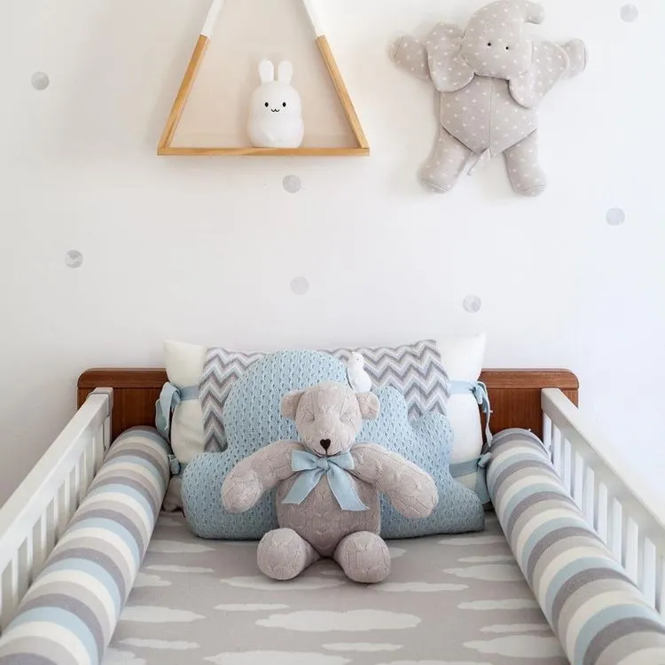 Classic Light Blue Cable Knit Plush Teddy Bear