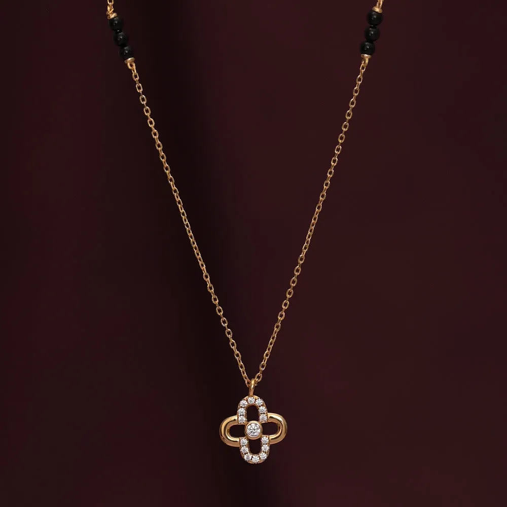 Clover Diamond Studded Mangalsutra | 18k Gold Vermeil