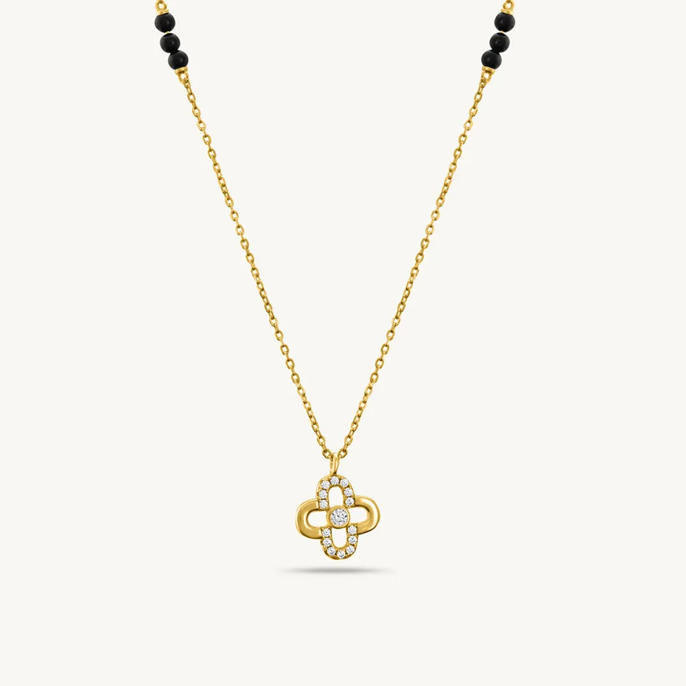 Clover Diamond Studded Mangalsutra | 18k Gold Vermeil