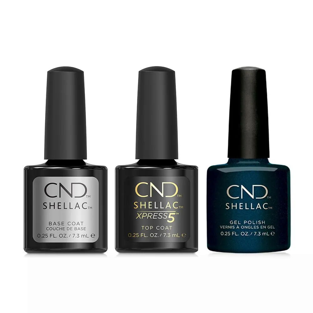 CND - Shellac Xpress5 Combo - Base, Top & Midnight Swim (0.25 oz)