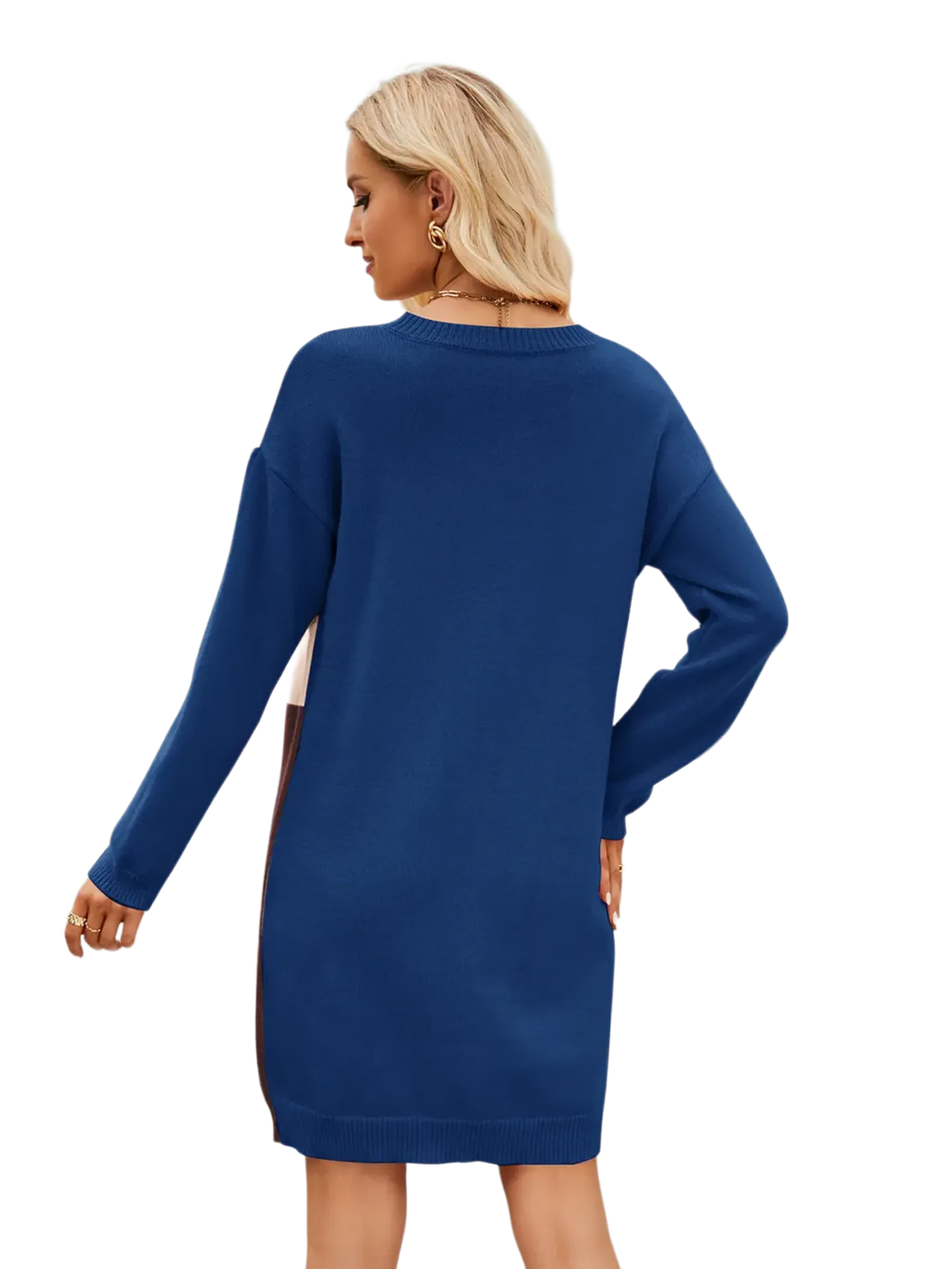 Color Block Dropped Shoulder Sweater Dress