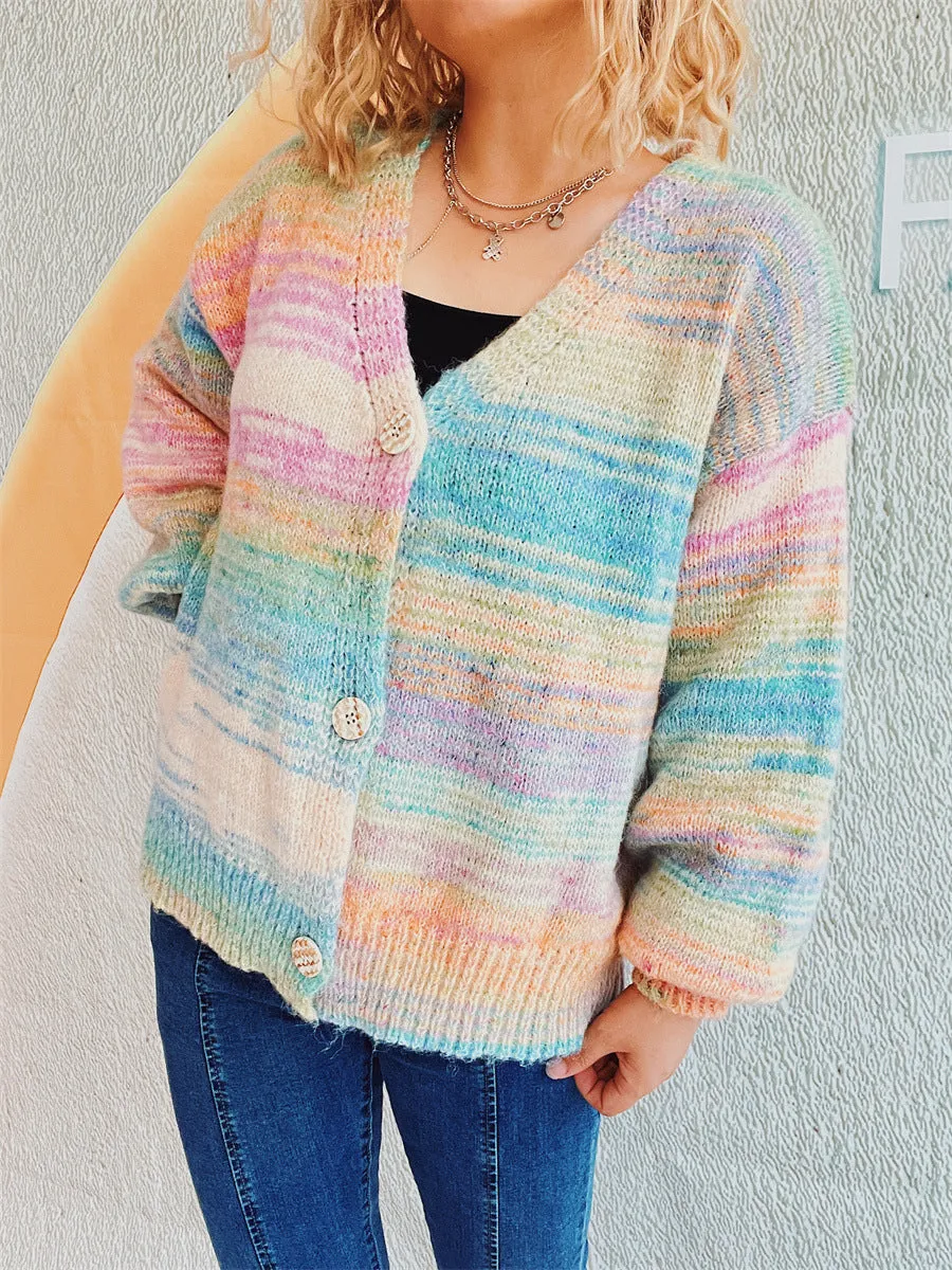 Colorful Button Up Long Sleeve Cardigans