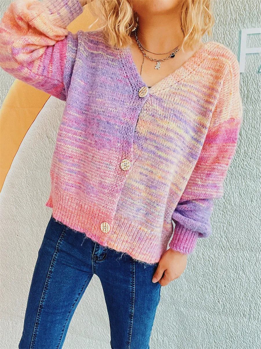 Colorful Button Up Long Sleeve Cardigans