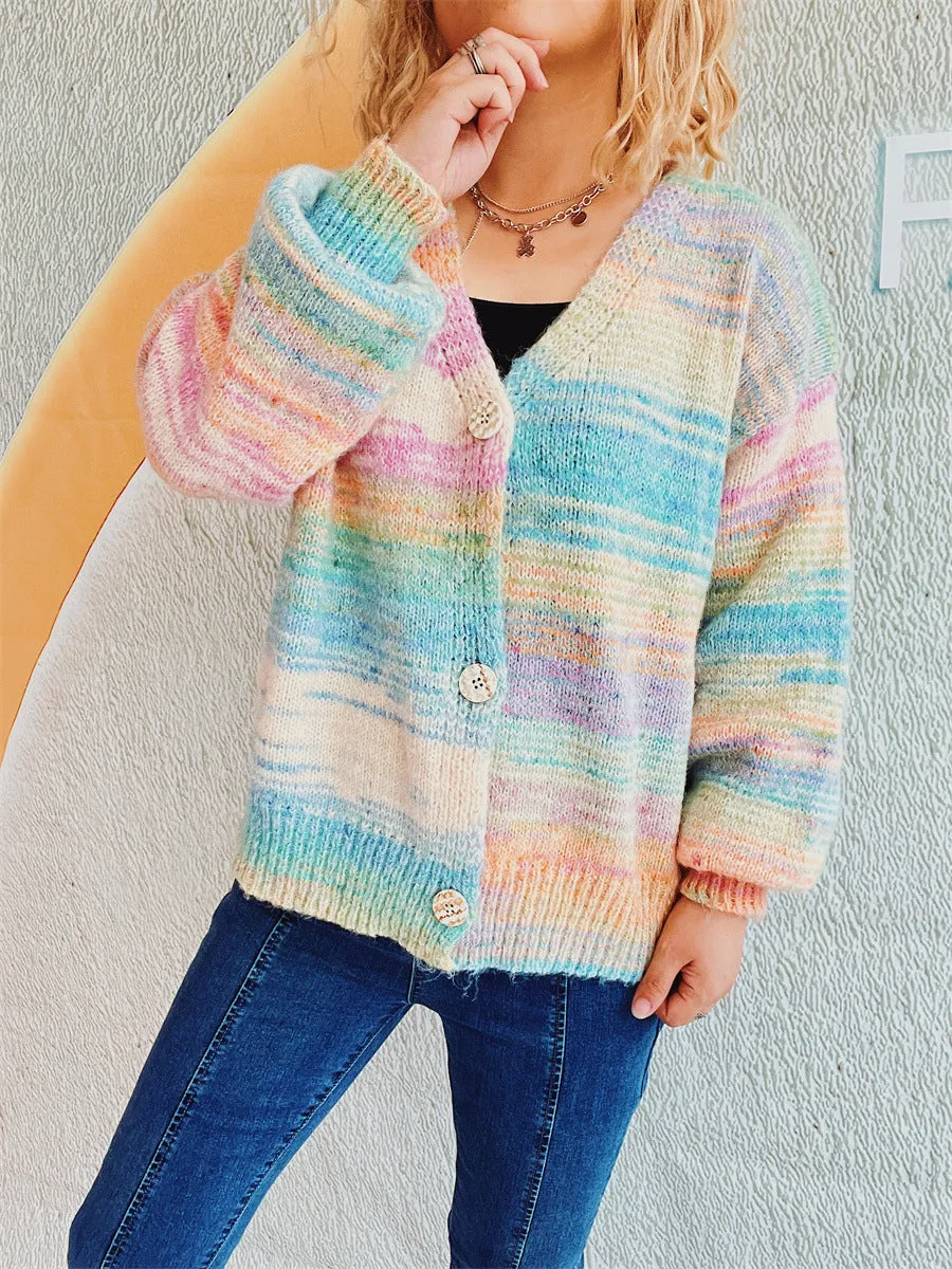 Colorful Button Up Long Sleeve Cardigans