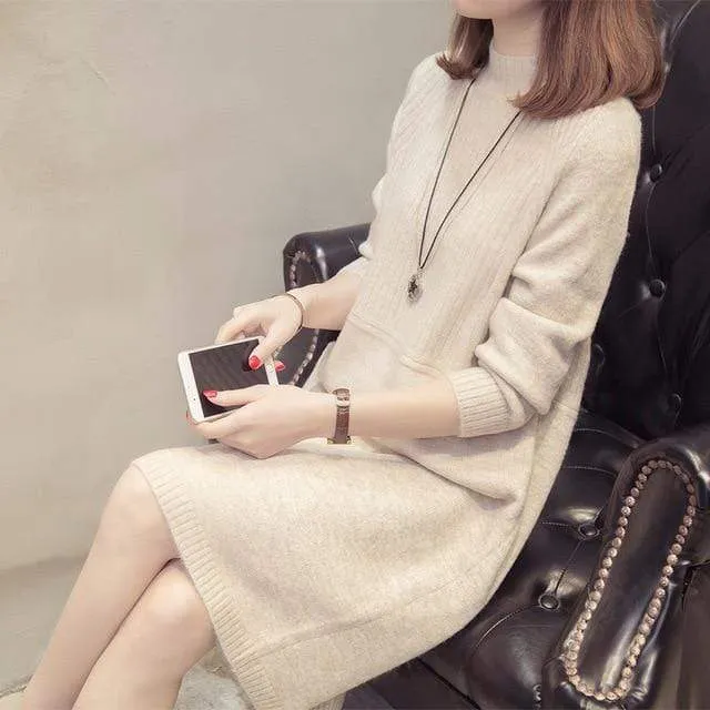 Conservative Turtleneck Sweater Dress