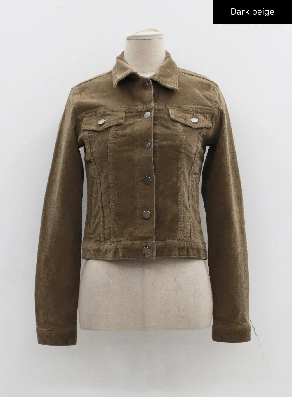 Cotton Blend Button Cropped Jacket CJ303