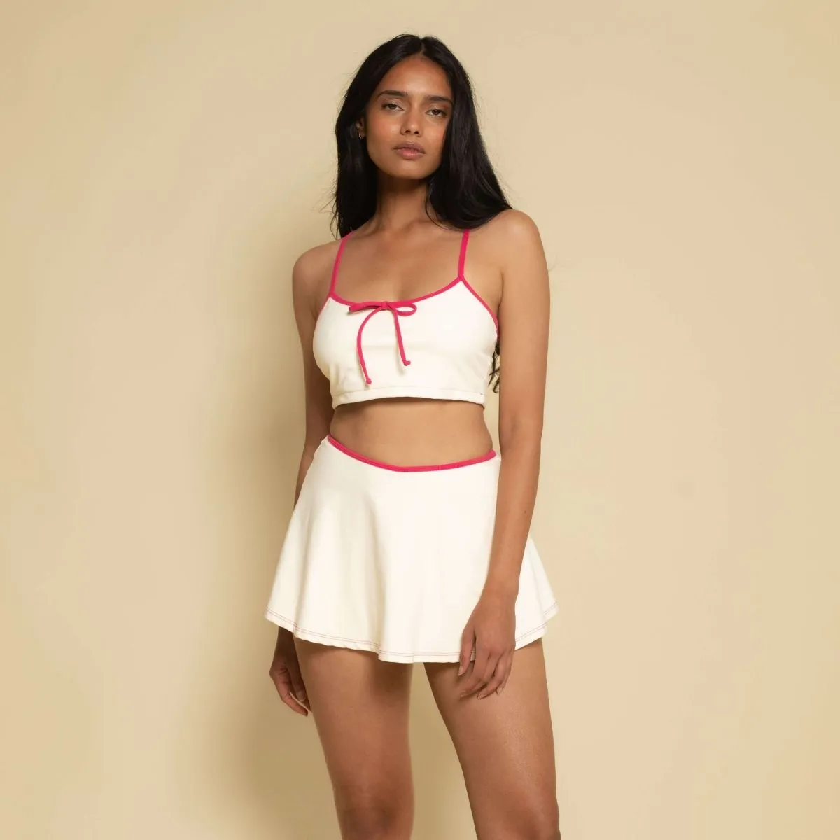 Cream Raspberry Binded Racerback Sport Top