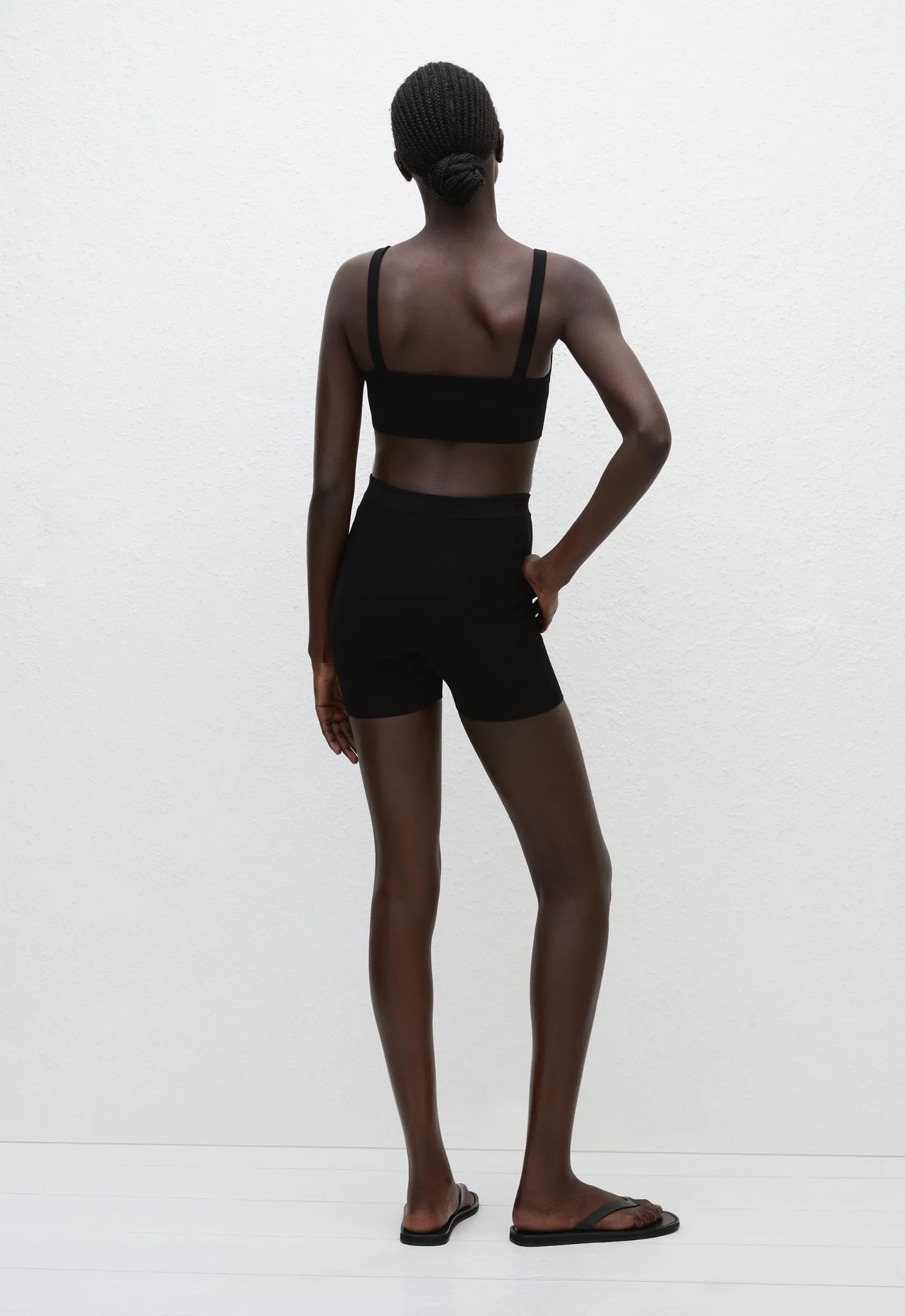 Cropped Knit Bike Short - Black