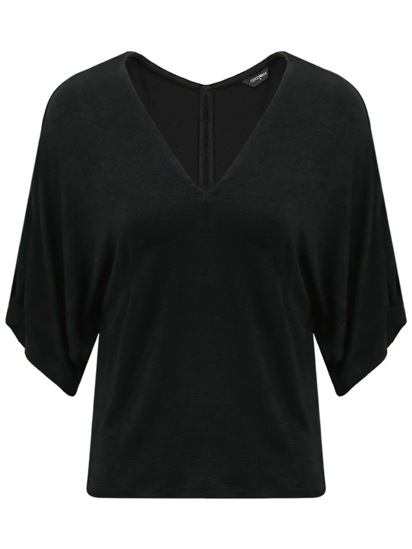 Deep V-Neck Black Knit Top