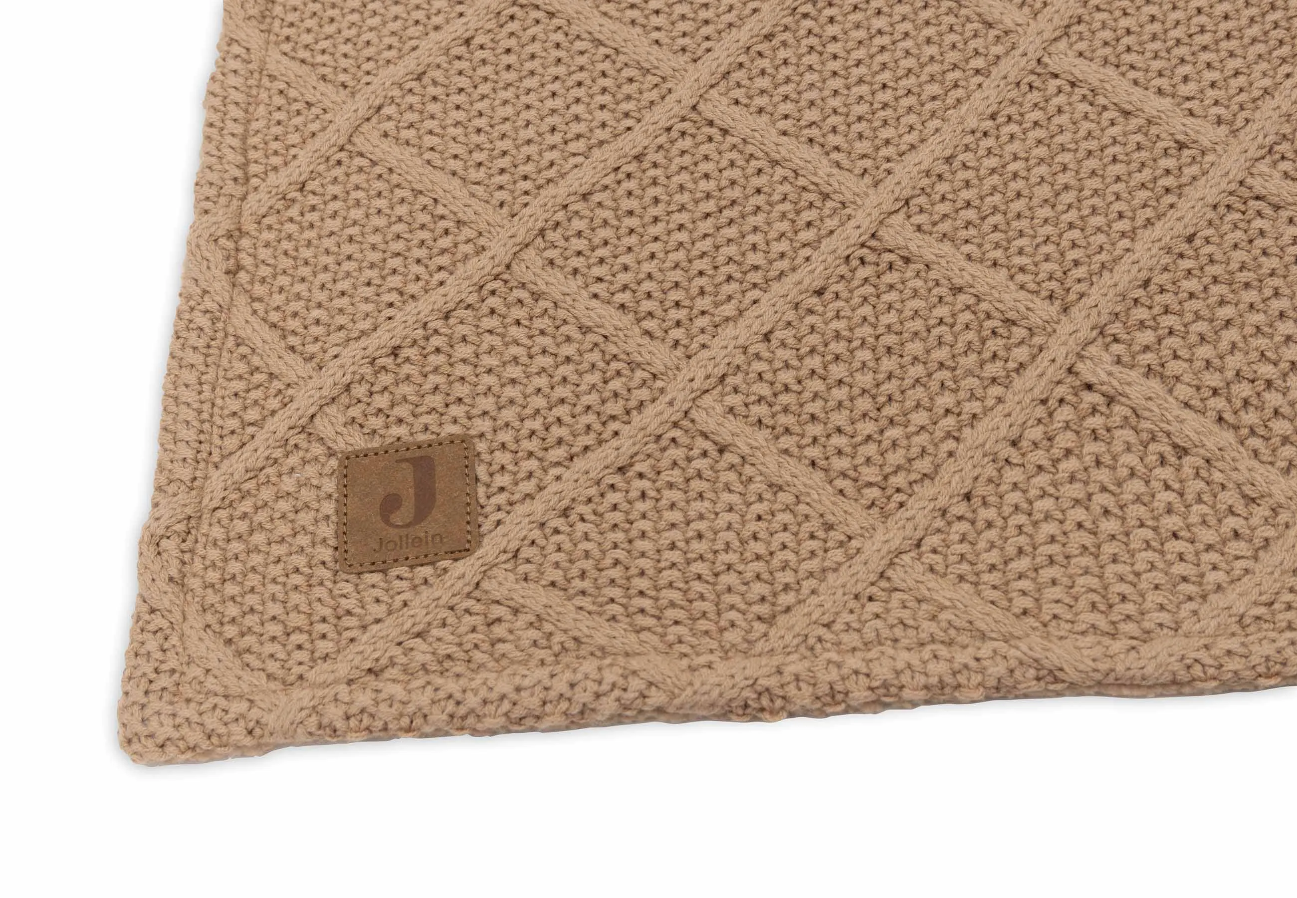 Deken Ledikant 100x150cm Check Knit - Biscuit/Teddy Fleece