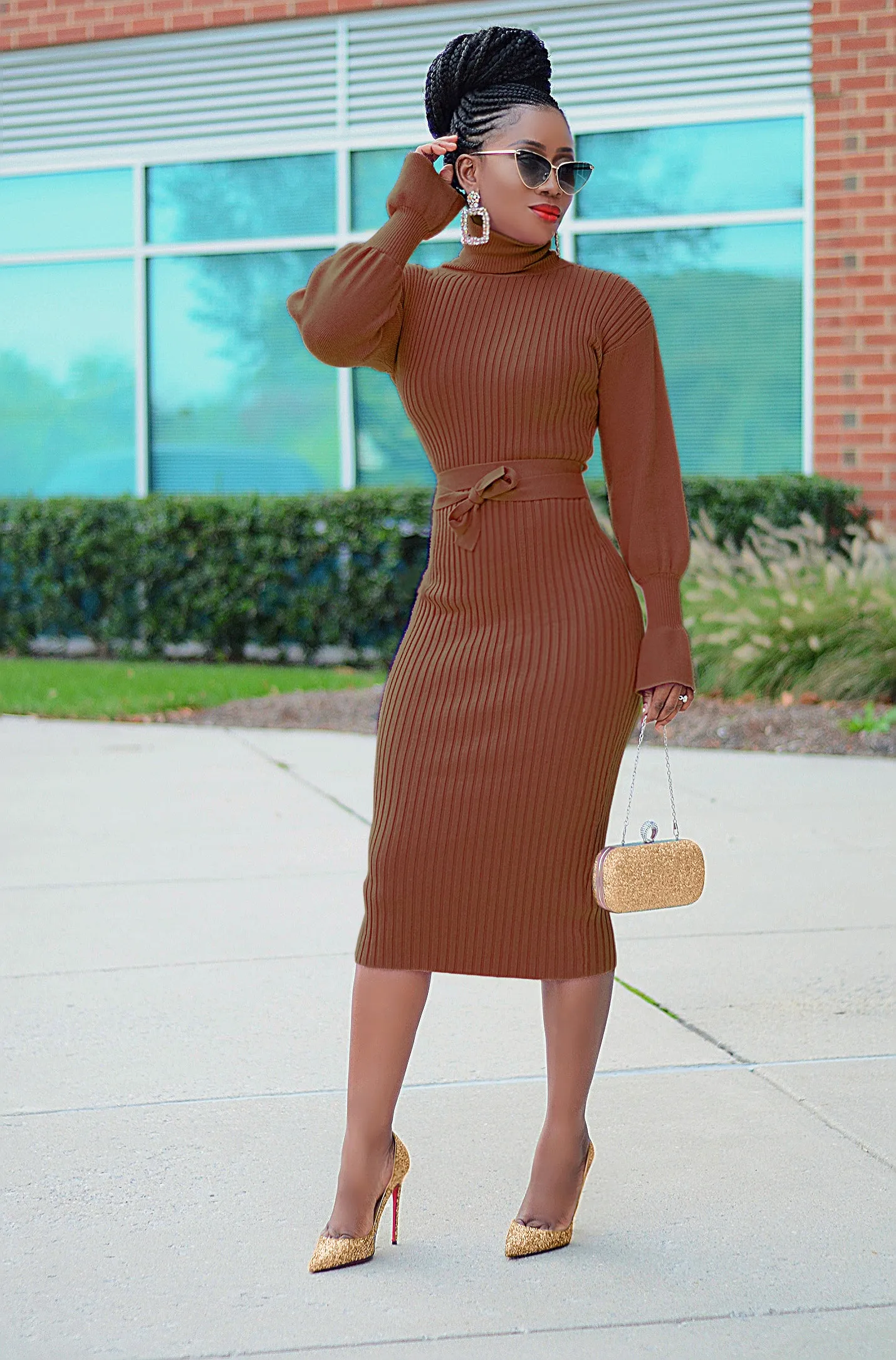 Don't Sweat It - Chocolate Brown Sweater Dress