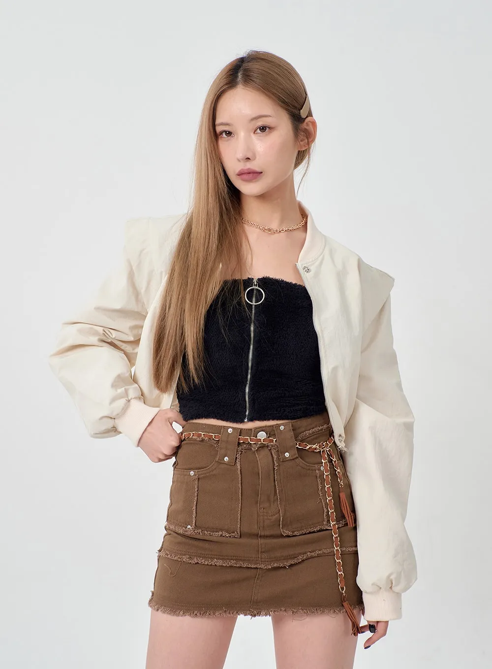 Drawstring Waist Cropped Jacket BD23