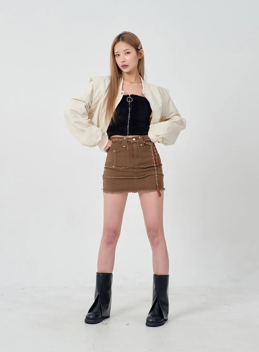 Drawstring Waist Cropped Jacket BD23