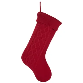 Elanze Designs Red 18.5 inch Cable Knit Christmas Stocking With Ribbed Cuff