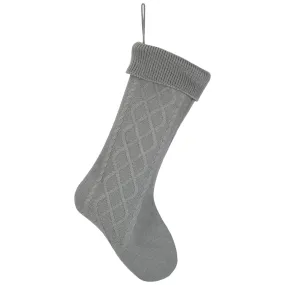 Elanze Designs Silver Tone 18.5 inch Cable Knit Christmas Stocking With Ribbed Cuff